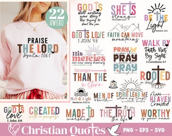 Boho Christian Svg Png Bundle, Bible Verse svg, Scripture svg, Sleeve Shirt Design Svg, God Jesus Svg, Psalm Svg, Love Faith Svg Png File