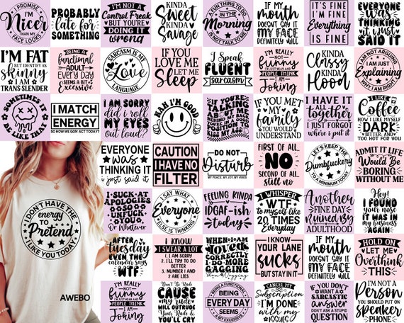 50 Sarcasm Svg Bundle, Funny quotes bundle svg, Sarcastic Svg Bundle, Sarcastic Sayings Svg Bundle, Sarcastic Quotes Svg, Sublimation Design