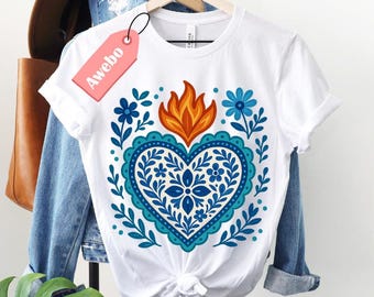 Talavera Heart PNG: Clipart di arte popolare messicana, design di sublimazione Fiesta (download digitale)