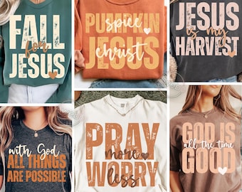 Boho Fall Christian SVG PNG Bundle | Retro Faith Quotes Svg | Pumpkin Spice Jesus Svg | Fall Vibes Scripture Svg | Inspirational Autumn Png