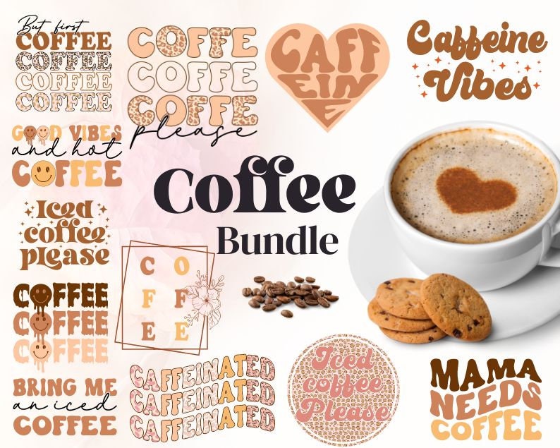 Coffee Cup Svg Png Bundle Iced Coffee Svg Printable Cute - Etsy