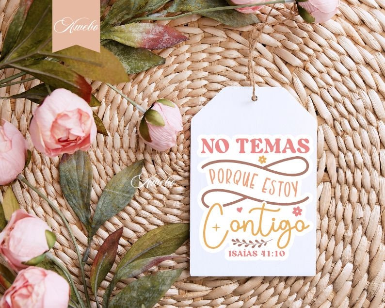 Beautiful Spanish Christian Digital Stickers SVG PNG EPS. Spanish Printable Stickers of Bible Verses with Flowers for Notebooks, Tumblers, Laptops and more.