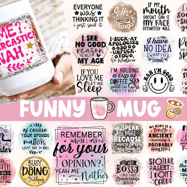 65 Sarcasm Mugs Svg Bundle, Sarcastic Watercolor Mugs Png, Funny Sayings Svg Clipart, Sublimation Design, Adult humor Svg, Sarcasm shirt png