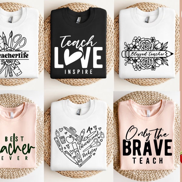 Cute Teacher Svg Png Bundle, Teacher Live Love Inspire Svg, Teacher Vibe Svg, Wife and Teacher Svg, Chaos Teacher Coordinatior Svg, Png