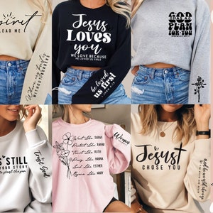 Christliches SVG PNG Bündel | Religiöses svg bündel l Hülse Sweatshirt-Svg-Bundle | Bibel Vers Shirt svg | Psalm vg | Jesus Herz | Gott-Svg Png