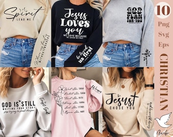 Christian SVG PNG bundle | Religious svg bundle l Sleeve Sweatshirt Svg Bundle | Bible Verse Shirt svg | Psalm vg | Jesus Svg | God Svg Png