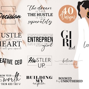 40 Entrepreneur Svg Png Bundle dla właścicieli małych firm, Boss Babe Svg Cricut, Boho motywacyjne cytaty, Entrepreneurship Digital Designs