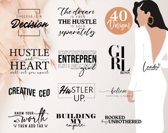 40 Entrepreneur Svg Png Bundle for Small Business Owners, Boss Babe Svg Cricut, Boho Motivational quotes, Entrepreneurship Digital Designs