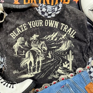 Blaze Your Own Trail Png | Western Sublimations Png | Western Png | Cowgirl Wild West Png | Inspirational Quotes Png | Cowgirl Riding Horse