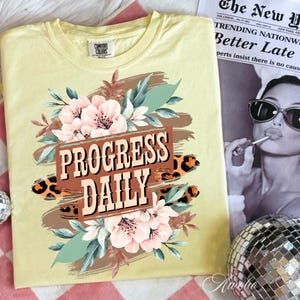 Täglicher Fortschritt PNG, Boho Blumen Leopard zum ausdrucken für Sublimation Png, Motivation PNG Download, Positive Affirmationen Png, Mentale Gesundheit Png