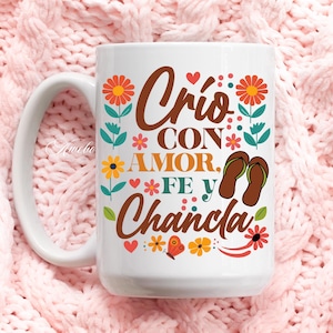 Crio con Amor Fe y Chancla PNG SVG | Rolig mexikansk mamma Svg | Latina Mama Sublimation Design | Blommig inspirerande mamma Svg Png bild 5