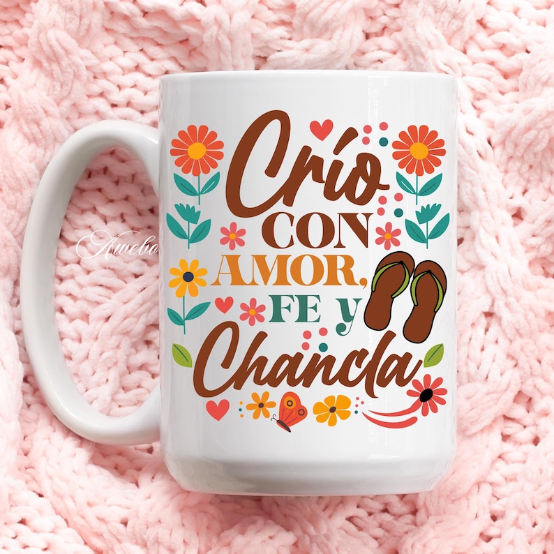 Crio con Amor Fe y Chancla PNG SVG | Rolig mexikansk mamma Svg | Latina Mama Sublimation Design | Blommig inspirerande mamma Svg Png bild 5