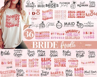 Groovy Bride Svg Png Bundle, Retro Bridal Party Svg, Wedding Svg, Bridesmaid Svg, Bride Team Svg, Maid Honor Svg, Bachelorette Party Svg