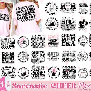 Paquete SVG PNG de mamá animadora con sarcasmo retro, SVG de mamá animadora ruidosa, camiseta delantera y trasera de mamá animadora, SVG de vida de mamá animadora, camiseta de mamá de competencia de porristas
