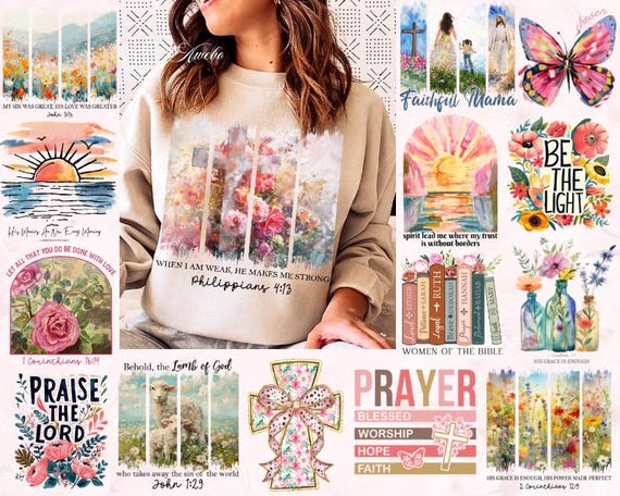 Elegant Christian Png Bundle, Bible Verse Png, Faith Png, Christian Brushstroke Png, Floral Religious, Scripture Png,Motivational Quotes Png