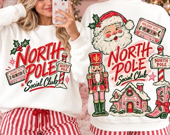 Pink Christmas PNG, Retro Santa PNG, Hand Drawn Christmas Png, Nutcracker Front Back Shirt Png, Holiday Digital Download