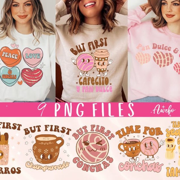 Funny Spanish Latina Bundle Quotes Png | Conchita Png | Mexican Concha But first Cafecito Png | Tamales y Chocolate Png | Png File