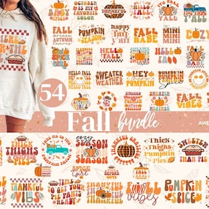 54 Retro Fall Bundle SVG PNG Thanksgiving Svg Fall Vibes - Etsy