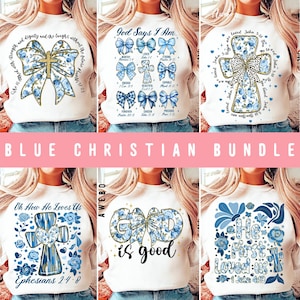 Bundle élégant chrétien au format png, verset de la Bible png, coquette chrétienne, motif religieux bleu floral, vous êtes digne d'être aimé, psaume png