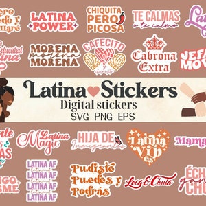 Lot d'autocollants latina SVG PNG | Chingona autocollant svg | Sticker Latina Af svg | Chula autocollant svg | Stickers latina svg | Stickers ordinateur portable svg