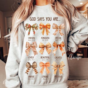 God Says You Are PNG – Christian Sublimation Design – Fall Bows with Bible Verses – Faith Shirt Clipart