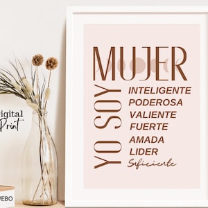 Yo soy Mujer Poderosa, Latina Art, Boho Room Décor, Latinx Art, Mexican Gift, Mexican Wall Art, Mexico Art Print, Empowered Women, Latina