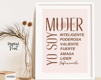 Yo soy Mujer Poderosa, Arte Latino, Decoración Boho, Arte Latinx, Regalo Mexicano, Arte Mural Mexicano, Lámina de Arte de México, Mujeres Empoderadas, Latina