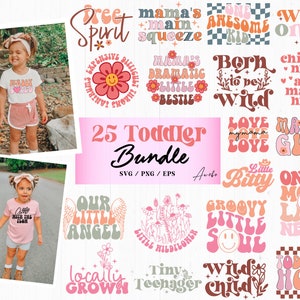 25 Kleinkind SVG Bundle, Retro lustiges Kleinkind svg, Boho svg, Tiny biss svg, Baby Sprüche svg, trendige svg, niedlich freche svg, Mama svg, Shirt svg