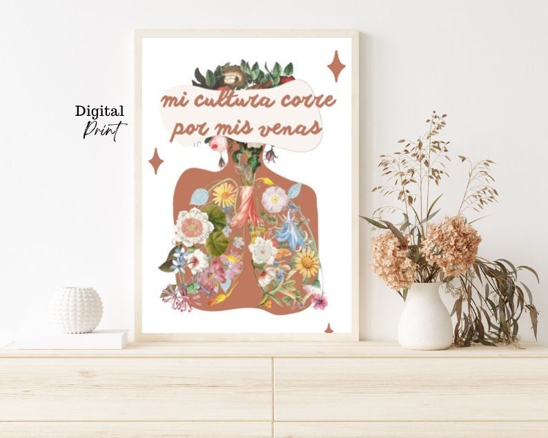 Latina Art Print Mi Cultura Corre por mis Venas Latinx Art Chicana Art Latin Wall Art Mexican Printable Wall Art Latino Print image 2