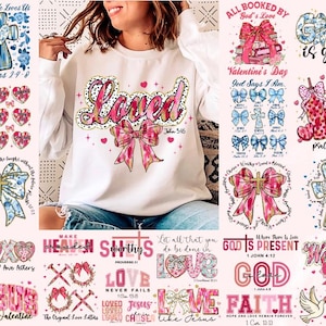 25 Christian Valentine Png Bundle, Coquette Valentine Png, Versetto della Bibbia Png, Croce floreale Png, Prenotato Valentine Png, Dio dice Png, Amato Png