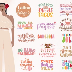 Latina SVG PNG Design Bundle, Chingona svg, But First Cafecito y Chisme SVG, Mexican Funny Quotes, Sublimation Designs, T-shirt svg png file