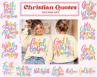 Christian Quotes Svg Png Bundle, Colorful Faith Sayings Svg, Christian Shirt Designs, Religious Digital Download