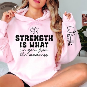 La force est ce que nous gagnons de la folie Svg, Svg d'affirmations positives du jour, Svg de chemise à manches motivantes, Svg de chemise à manches inspirantes