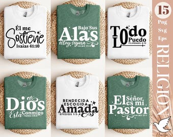 Frases religiosas Español svg | Versos biblicos espanish svg | Dios esta conmigo svg | Frases cristianas svg | Bendecida Amada svg |Dios svg
