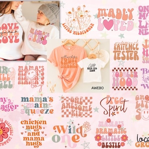 25 peuter SVG-bundel, retro grappige peuter svg, boho svg, Tiny biss svg, baby gezegden svg, trendy svg, schattige sassy svg, moeder svg, shirt svg