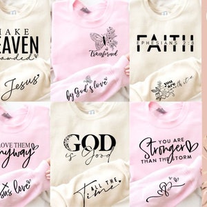 Christliches SVG PNG Bündel | Religiöses svg bündel l Hülse Sweatshirt-Svg-Bundle | Bibel Vers Shirt svg | Psalm vg | Jesus Herz | Gott-Svg Png