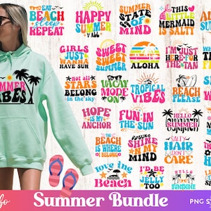 Paquete de 26 Svg PNG de verano retro, camisas de verano de moda svg, vibraciones de playa de verano svg, océano svg, vacaciones svg, hola verano svg, sol svg