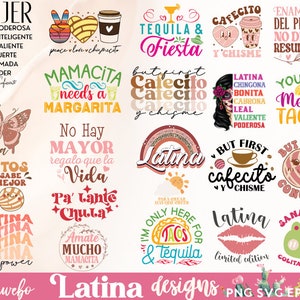 Latina SVG PNG Design Bundle, Chingona svg, But First Cafecito y Chisme SVG, Mexican Funny Quotes, Sublimation Designs, T-shirt svg png file