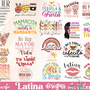 Latina SVG PNG Design Bundle, Chingona svg, But First Cafecito y Chisme SVG, Mexican Funny Quotes, Sublimation Designs, T-shirt svg png file