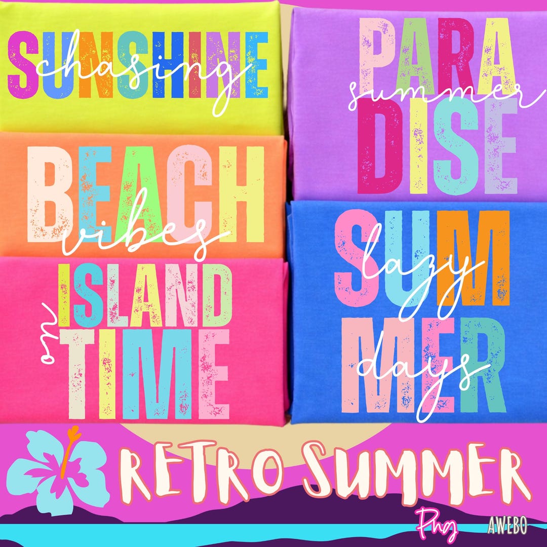 Retro Summer SVG PNG Bundle, Sunshine Beach Vibes Svg, Summer Vacation ...