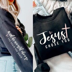 Citação elegante de fé cristã SVG PNG, Jesus escolheu você SVG, Camiseta cristã SVG, Versículo da Bíblia SVG, Escritura SVG, Religioso SVG