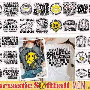 Retro sarcastische softbal moeder SVG PNG bundel, trotse softbal moeder SVG, juichende softbal mama SVG softbal spel dag SVG sport moeder softbal SVG