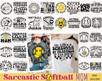 Retro Sarcastic Softball Mom SVG PNG Bundle, Proud Softball Mom Svg, Cheering Softball Mama Svg Softball Game Day Svg Sport Mom Softball Svg