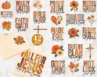 Boho Christian Fall PNG Bundle, Faith Quotes Autumn PNG, Front Sleeve Jesus Fall Designs, Bible Verse Fall Png, Floral Sublimation Png