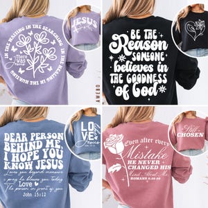 Pacote de imagens SVG e PNG para camisetas cristãs retrô (frente e verso), designs de moletons com citações de fé, versículos bíblicos em SVG, frases inspiradoras em PNG, SVG com escrituras.