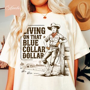 Blue Collar Cowgirl PNG | Western Country Png | Cowgirl Wild West Png | Farm Girl Sublimation Design Png File