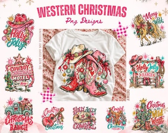 Western Christmas PNG Bundle, Cowgirl Christmas PNG, Christmas Ranch Designs, Country Holiday PNG, Digital Download