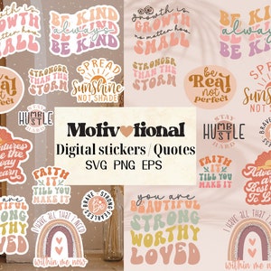 Pacchetto di citazioni ispiratrici Boho in formato SVG e PNG, adesivi positivi, "Sei bellissima e degna di essere vista in formato SVG", "Salute mentale" in formato SVG, "Sii reale, non perfetto", PNG