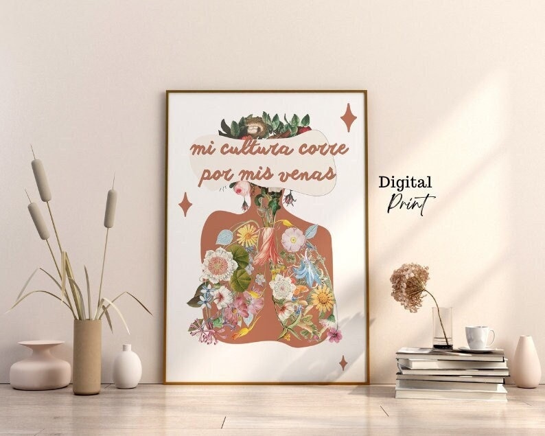 Latina Art Print Mi Cultura Corre por mis Venas Latinx Art Chicana Art Latin Wall Art Mexican Printable Wall Art Latino Print image 1