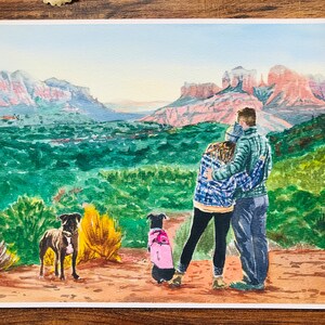 Custom authentic hand-painted Watercolor First Date Venue Painting: Anniversary, Travel Memory Art for grand parents, memorable couples gift